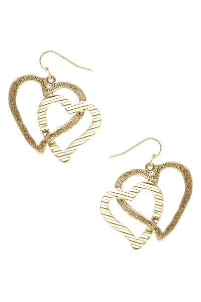Metal Double Heart Dangle Earring