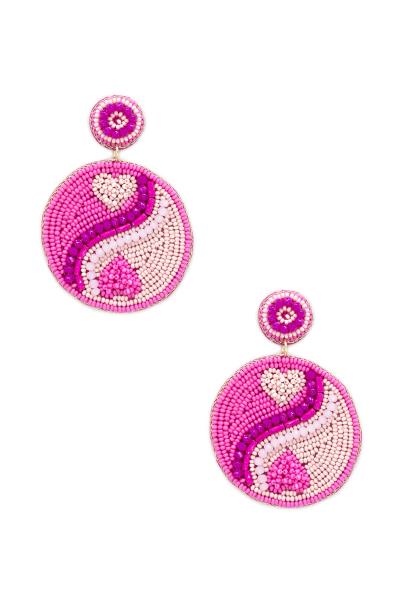 Seed Bead Yin and Yang Dangle Earring