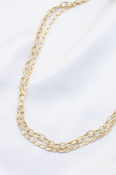 OVAL LINK METAL LAYERED NECKLACE
