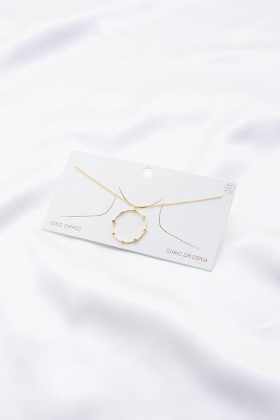 Metal Ring Rhinestone Pendant Necklace