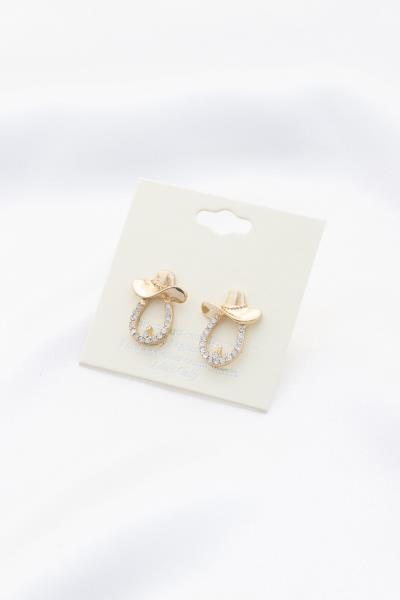 Cowboy Hat Horse Shoe Crystal Earring