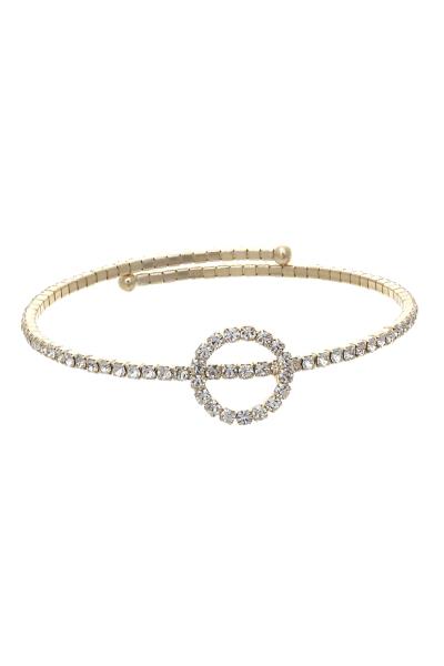 Rhinestone Open Circle Wire Bracelet