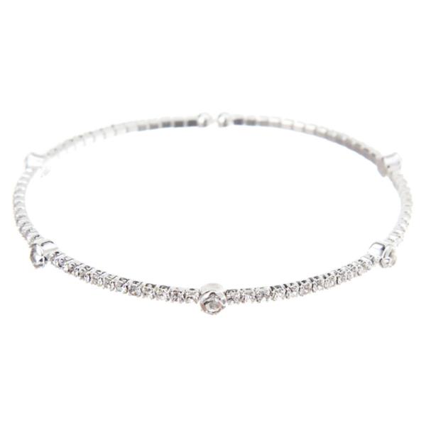 Rhinestone Station 1 Line Wire Cuff Bracelet