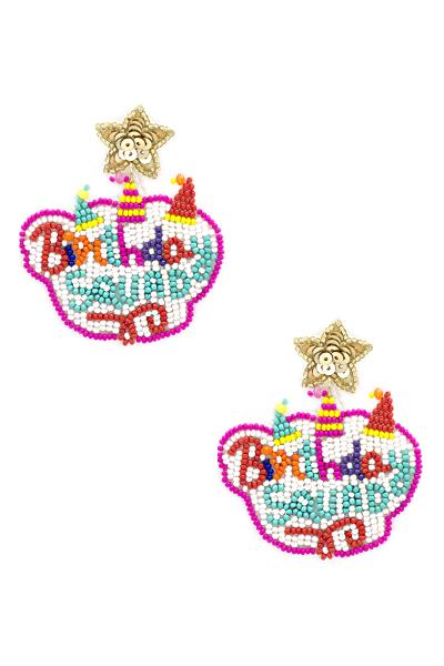 Seed Bead Birthday Squad Dangle Earring