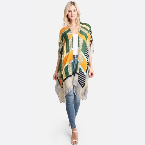 MIXED PATCHWORK PATTERN LONG KIMONO