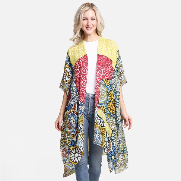 MIXED PRINT COVER UP KIMONO