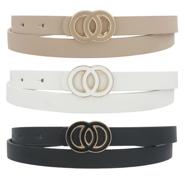 DOUBLE CIRCLE ENAMEL BUCKLE TRIO BELT