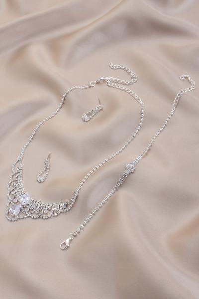 Rhinestone Bridal Bracelet Necklace Set