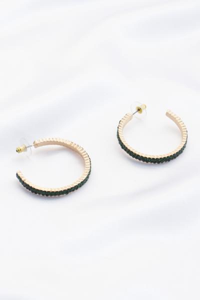 RHINESTONE EDGE OPEN HOOP EARRING