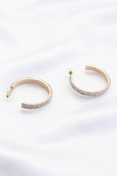 RHINESTONE EDGE OPEN HOOP EARRING