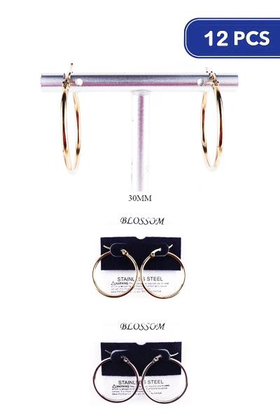 30mm Metal Hoop Earring (12 Units)