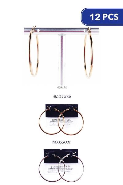 Metal 40mm Hoop Earring (12 Units)