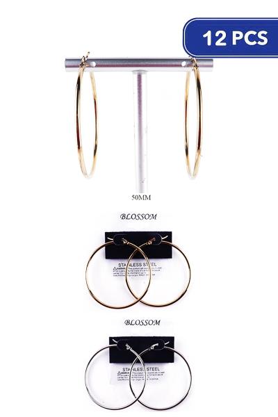 Metal 50mm Hoop Earring (12 Units)