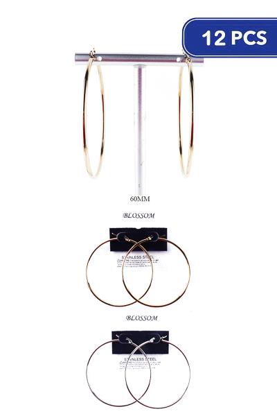 Metal 60mm Hoop Earring (12 Units)
