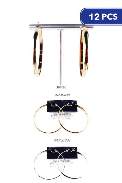 Metal 50mm Hoop Earring (12 Units)