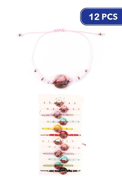 Elephant Multi Bead String Bracelet (12 Units)