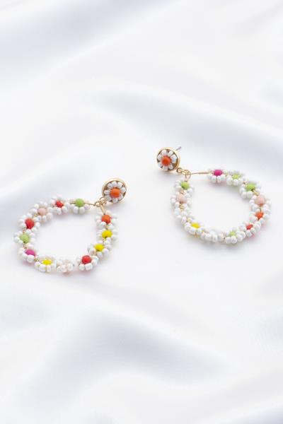 Seed Bead Flower Pattern Dangle Earring