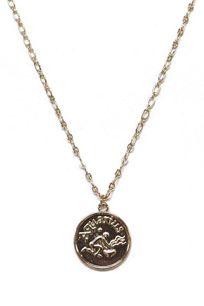 METAL CHAIN HOROSCOPE ZODIAC PENDANT NECKLACE