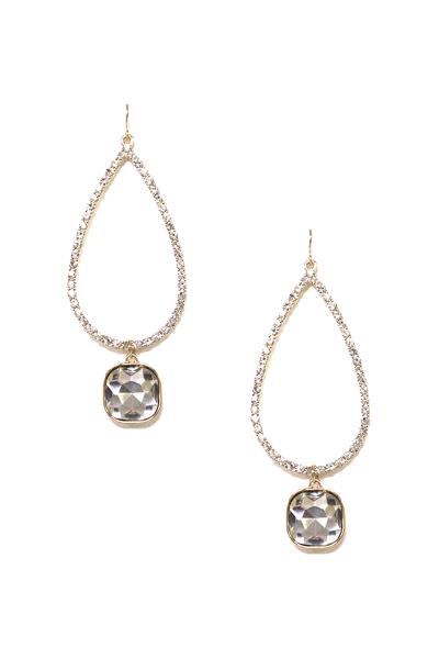 Rhinestone Teardrop Crystal Stone Dangle Earring
