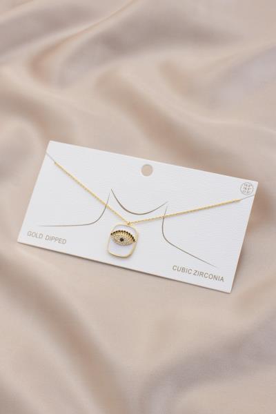 SQUARE EVIL EYE PENDANT NECKLACE