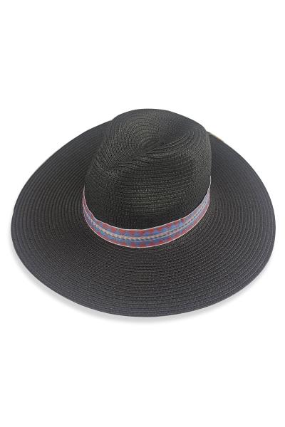 STRAW AZTEC STRAP PANAMA SUN HAT