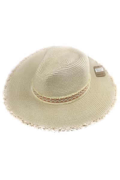 STRAW AZTEC STRAP PANAMA SUN HAT