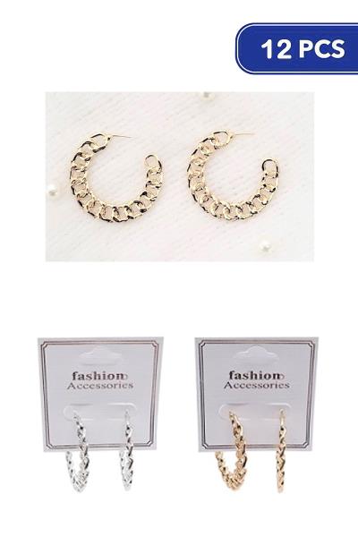 Metal Chain Hoop Earring (12 Units)