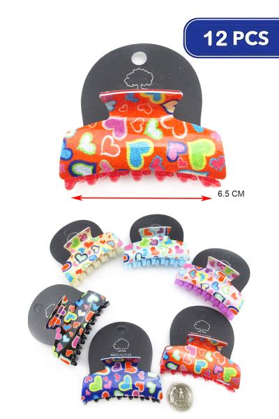 Heart Print Hair Claw (12 Units)