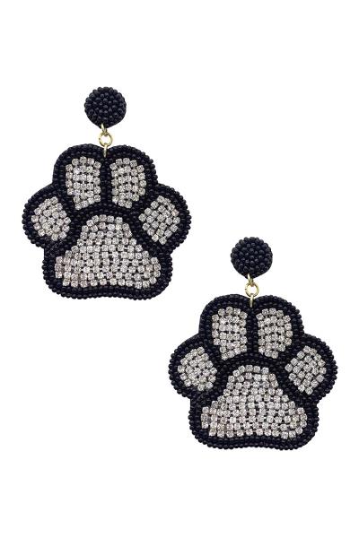 Rhinestone Dog Paw Dangle Earring