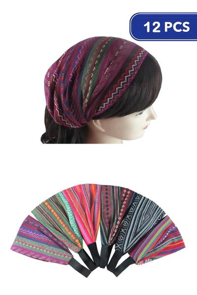 Aztec Print Headwraps (12 Units)