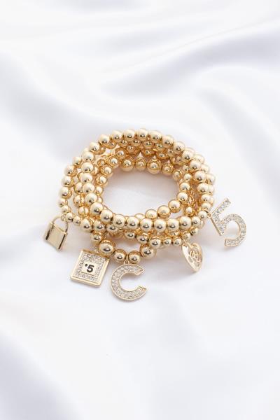 LOCK PURFUME CHARM BEADED BRACELET SET