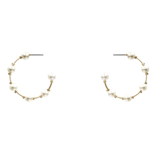 METAL PEARL HOOP EARRING