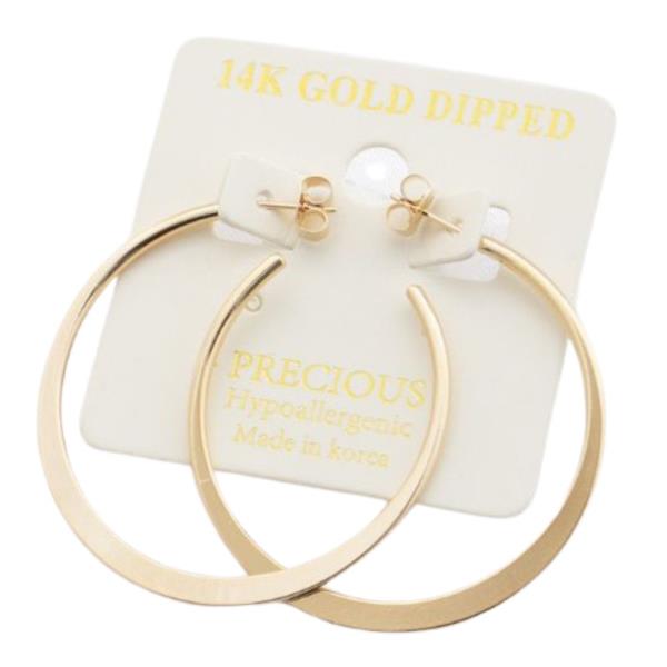 FLAT METAL 14K GOLD DIPPED HOOP EARRING
