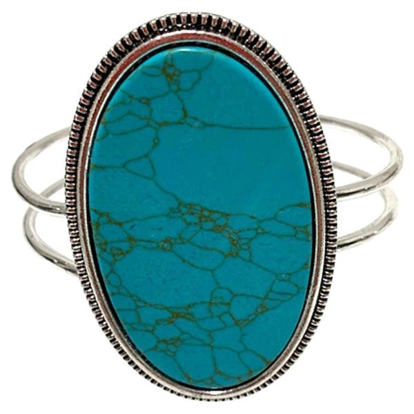 OVAL TURQUOISE METAL BRACELET