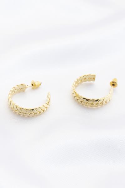 HERRINGBONE METAL 20MM HOOP EARRING