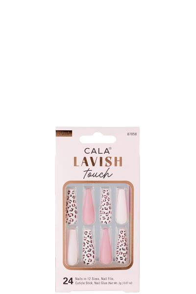 Lavish Touch Long Coffin Pink Cheetah Nail Set