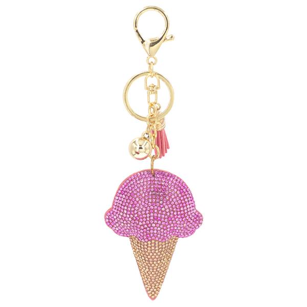 PINK SCOOP ICE CREAM CONE KEYCHAIN
