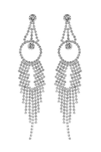 Rhinestone Circle Fringe Post Earring