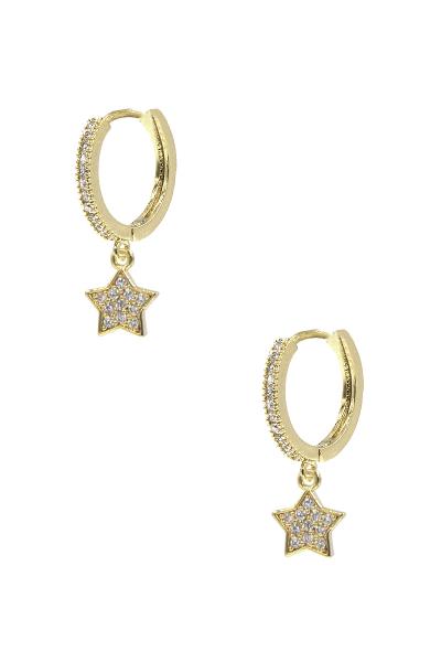 Cubic Zirconia Huggie Hoop with Star Earring