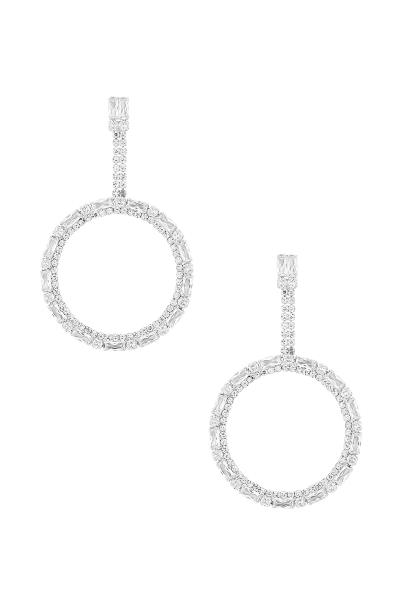 Cubic Zirconia Hoop Drop Post Earring