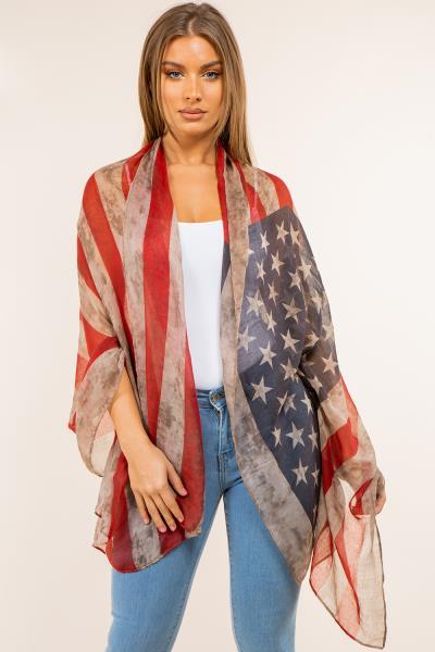 FASHION AMERICAN FLAG PRINT SKINNY SCARF