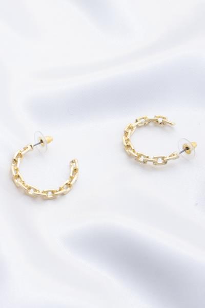 CHAIN LINK METAL OPEN HOOP EARRING
