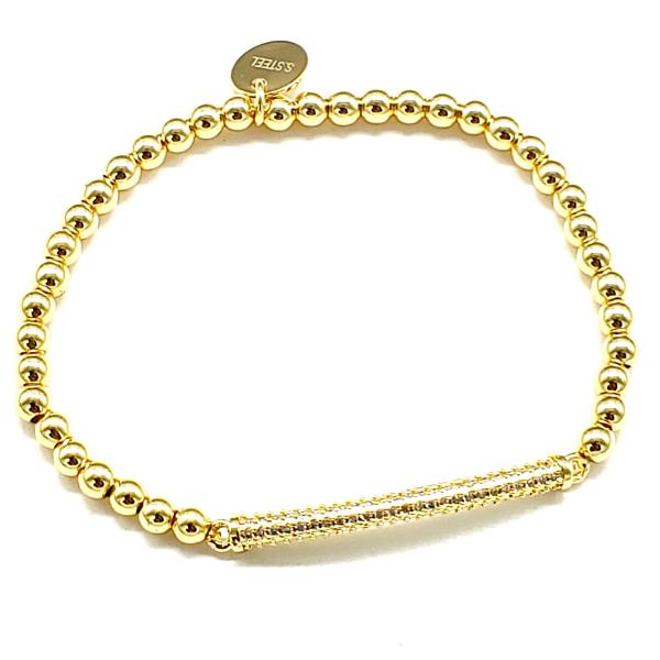 Metal Bar Beaded Stainless Steel Bracelet