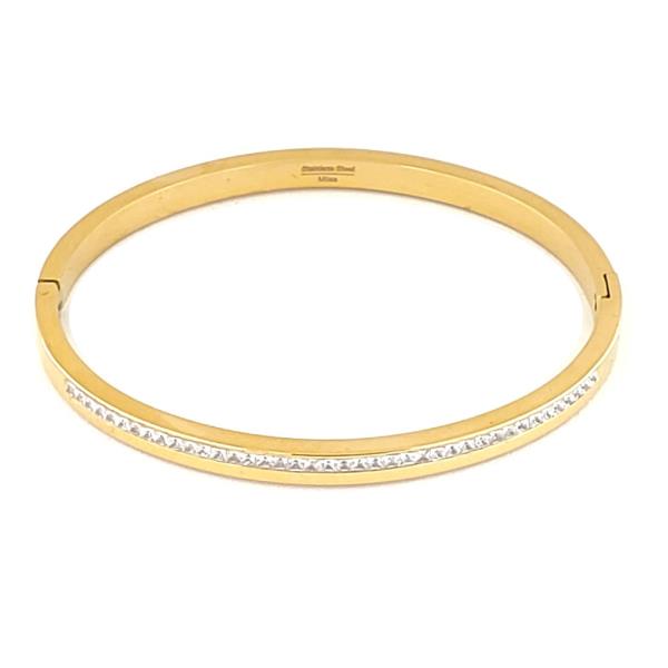 Crystal Stainless Steel Bangle Bracelet