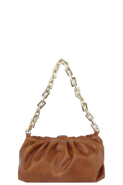 Smooth Wrinkle Chain Link Shoulder Crossbody Bag