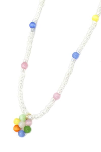 Seed Bead Flower Pendant Necklace