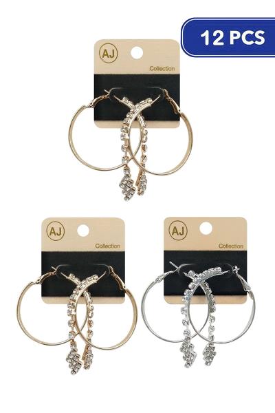 Metal Rhinestone Hoop Earring (12 Units)