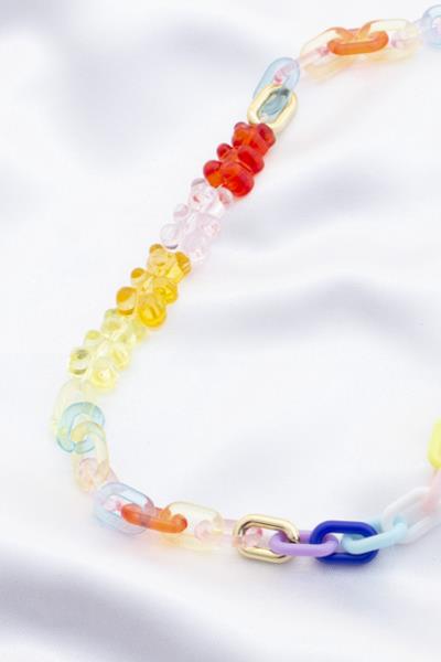 Colorful Gummy Bear Oval Link Necklace