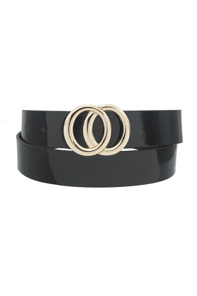 MODERN OVAL DOUBLE CIRCLE PATENT BUCKLE BELT