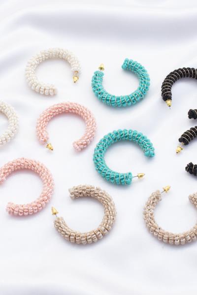 Rubber Disc Open Hoop Earring